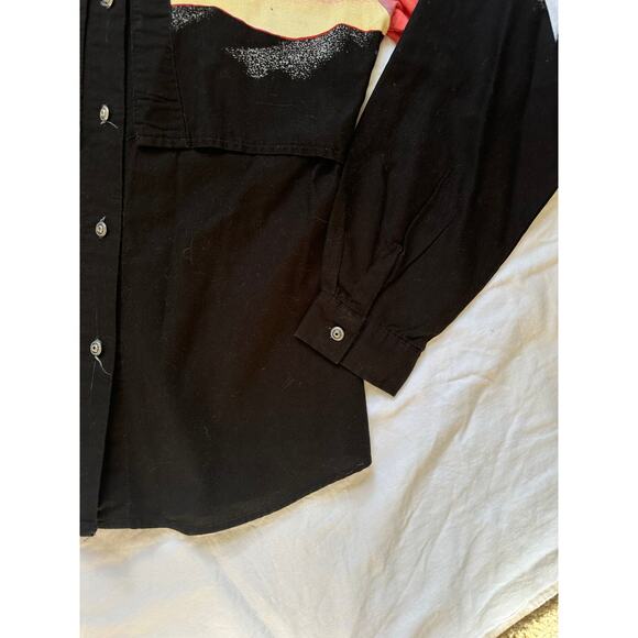 Rare Vintage Roper Rodeo Blue Sunset Bird Black Button Down Women’s Shirt - Picture 4 of 5
